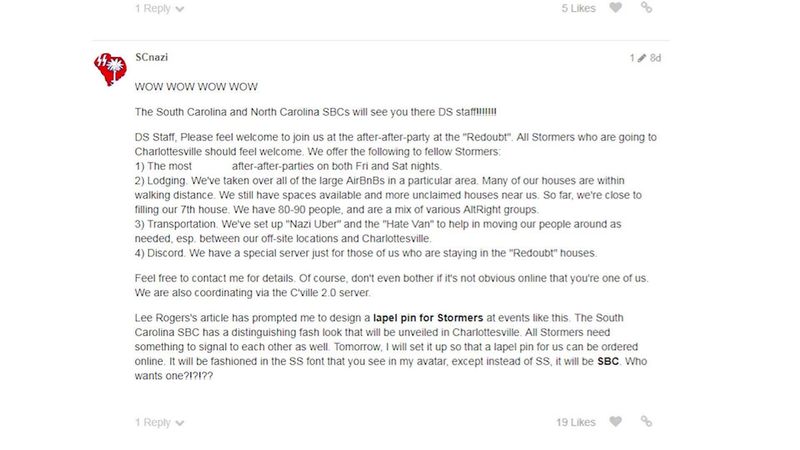 Facebook page from group attending Aug. 12 rally