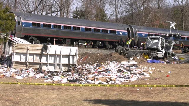 Scene of an Amtrak train that hit a vehicle in the Crozet area