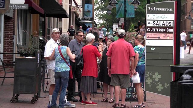 Community members on the Downtown Mall