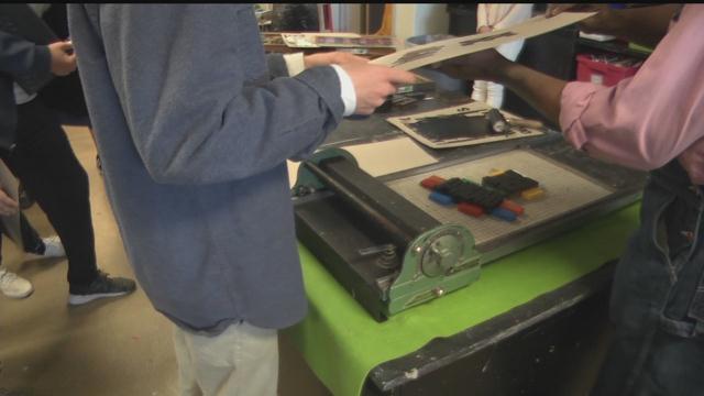 Area Students Learn Letter-Press Printing in Preparation for Festival of the Book