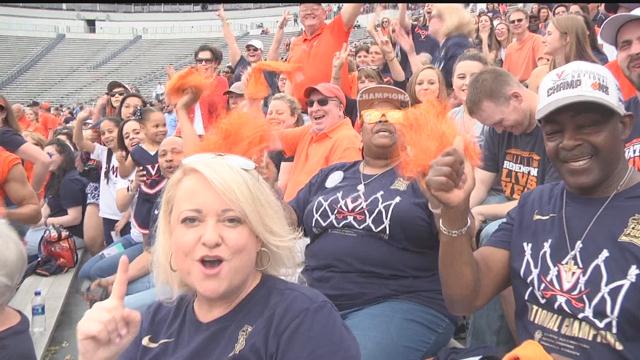 UVA Fans Flood Scott Stadium to Celebrate Basketball Championship