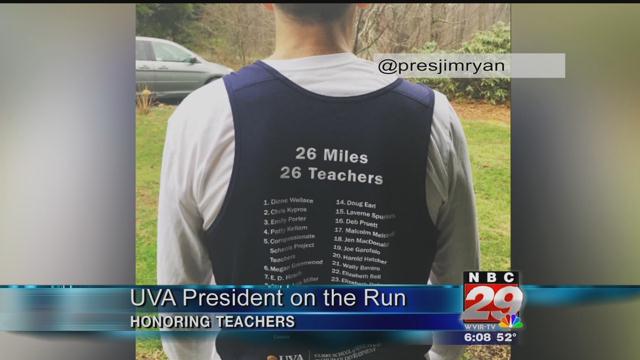 UVA's President Ryan Runs Boston Marathon, Dedicates it to Teachers