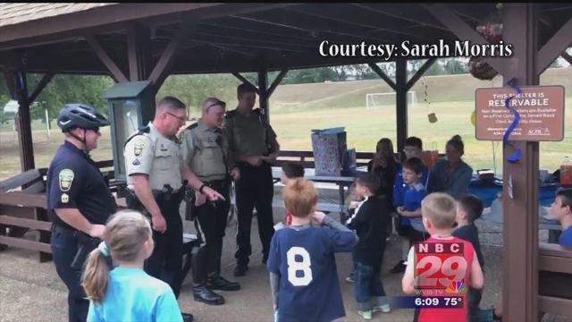 Albemarle County Police Officers Surprise 9-Year-Old Boy at Birthday Party